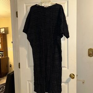 Vintage Janice McCarty Black Textured Cocoon Dress Lagenlook Made in USA size‎ L